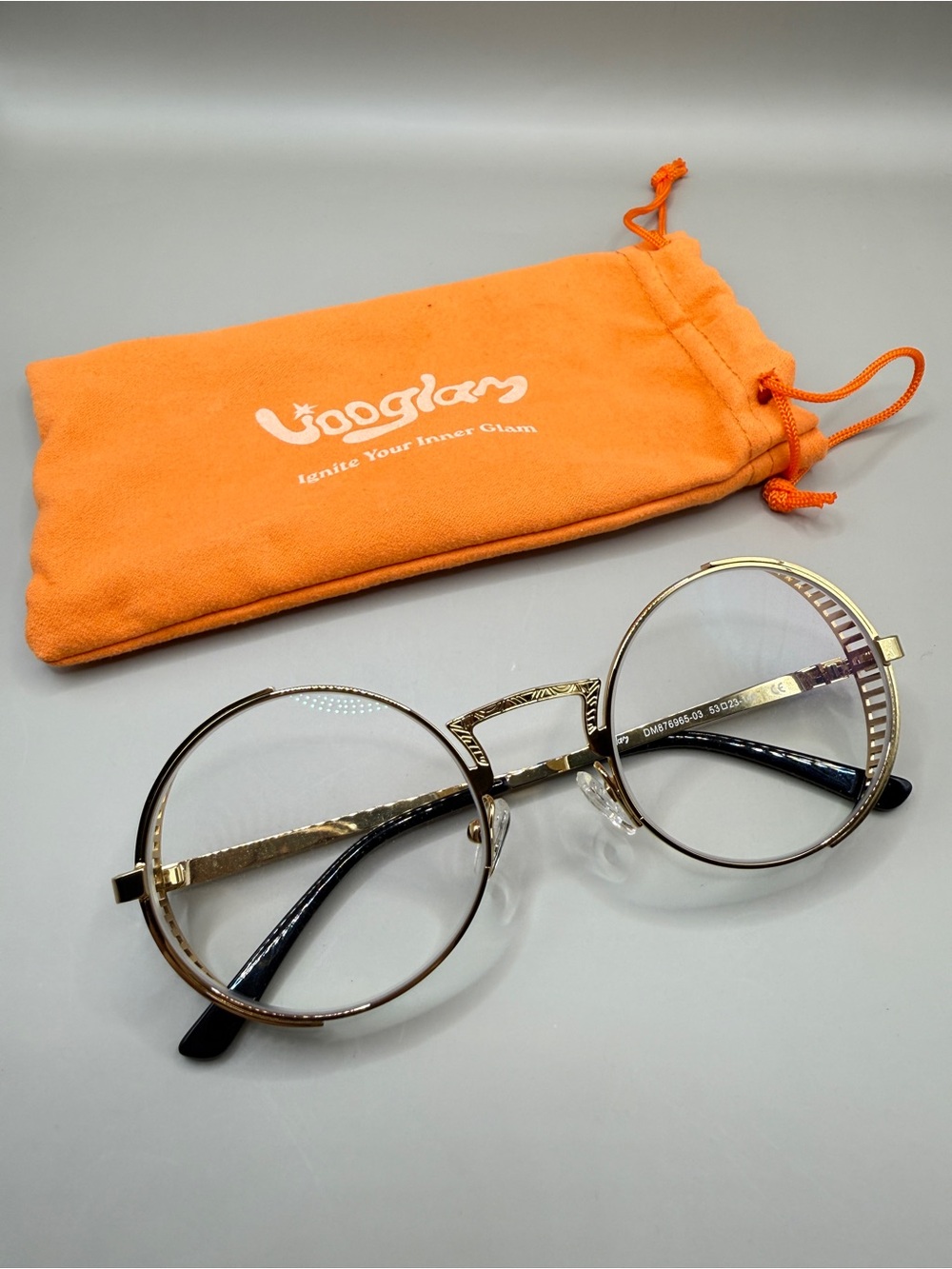 Vooglam Round Gold Metal Frame Glasses, unknown prescription